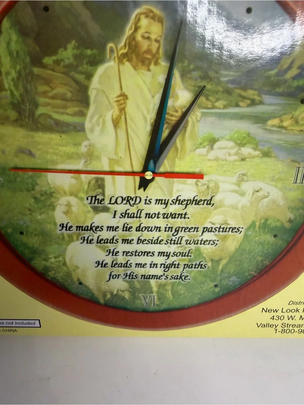Jesus Good Shepherd Psalm 23 Musical Amazing Grace Wall Clock NIB